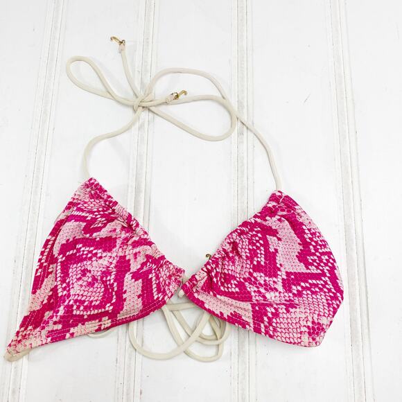 Juicy Couture S Pink Reptile Snakeskin Bikini Top Swim suit Womens Beach Royalty - Picture 1 of 12